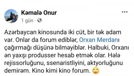 Orxan Mərdanın kino forumuna dəvət olunmaması ciddi narazılığa səbəb oldu