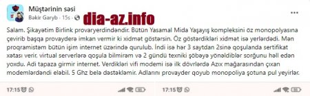 "Adlarını provayder qoyub monopoliya hesabına pul yeyirlər...