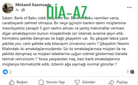 Bankdan yox... işçidən NARAZILIQ